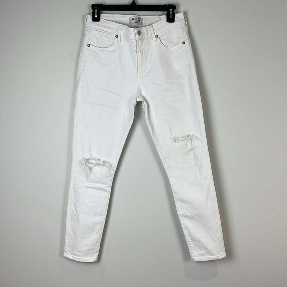 AGOLDE Sophie Crop White Distresses Size 27 - Picture 2 of 10